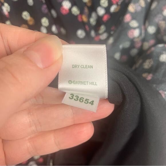 Garnet Hill women's size 14 polka dot Black White Dress Cuffed 3/4 Sleeves - Picture 12 of 12